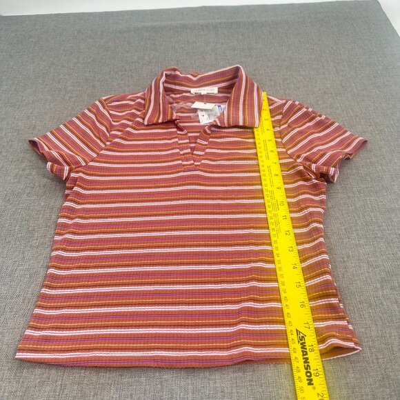 NEW! Ultra Flirt Knit Top 80's Style Collared V-Neck Junior Large Stretch - Picture 6 of 11